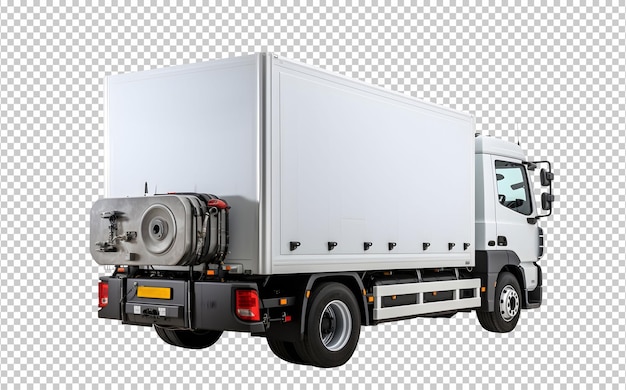 Free PSD white back view box truck isolated on background