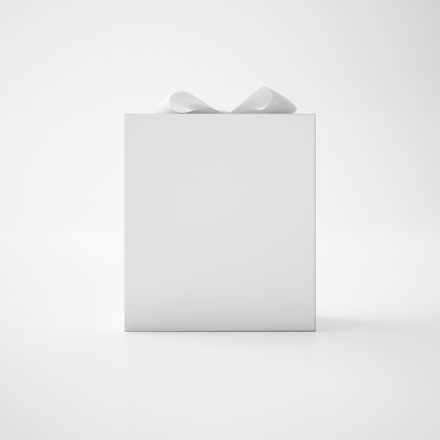 무료 PSD 리본이 달린 흰색 상자