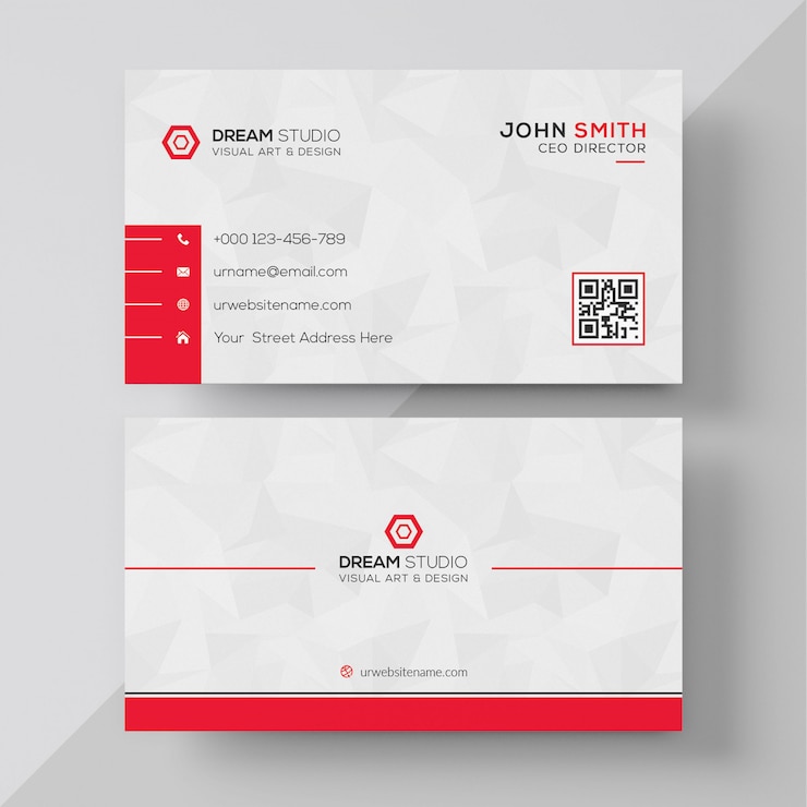 Free PSD white business card with red details