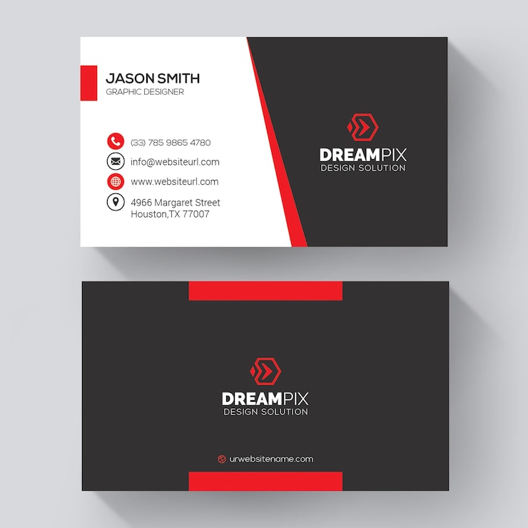 Free PSD white business card with red details