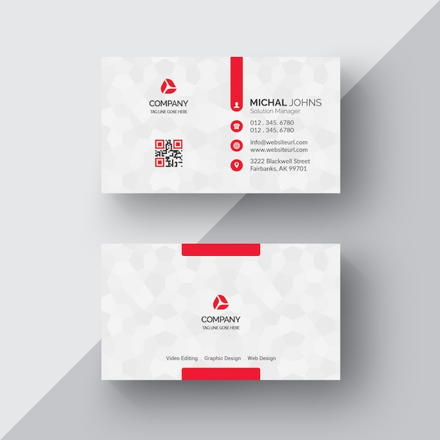 Free PSD white business card with red details