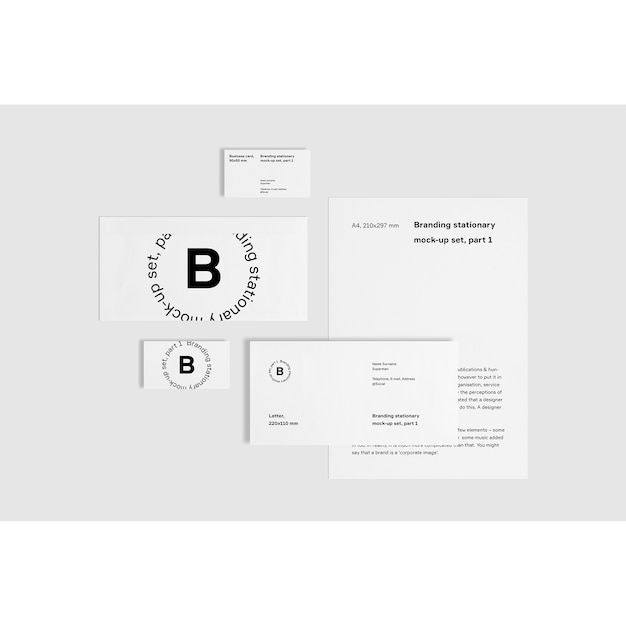 White Business Stationery Mock Up Frontal View – Free PSD Template