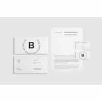 Free PSD white business stationery mock up frontal view