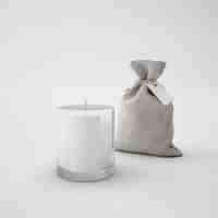 Free PSD white candle and brown sack