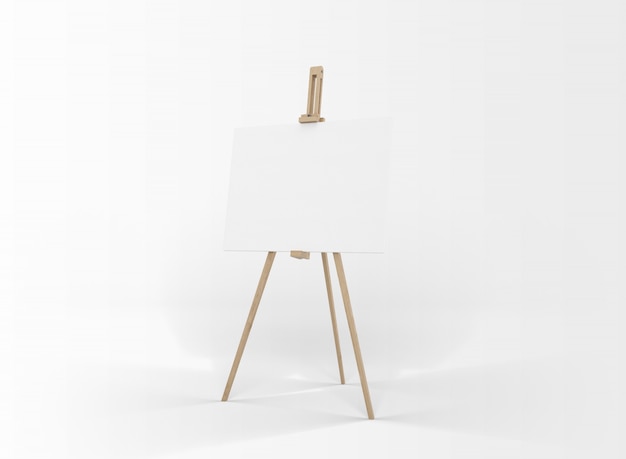 White canvas on a easel