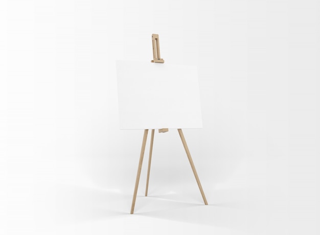 White canvas on a easel