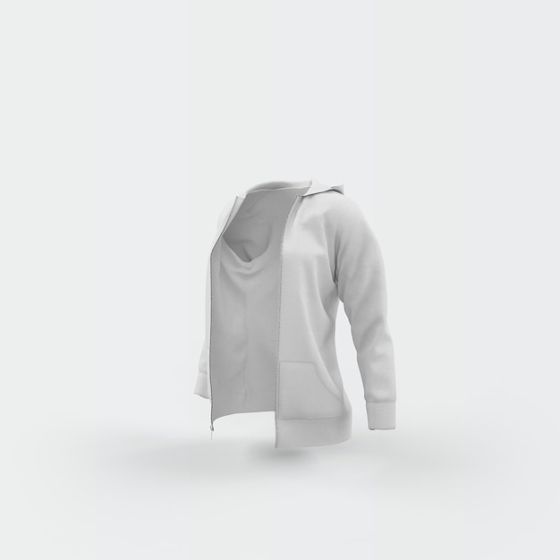 Free PSD white cardigan floating on white