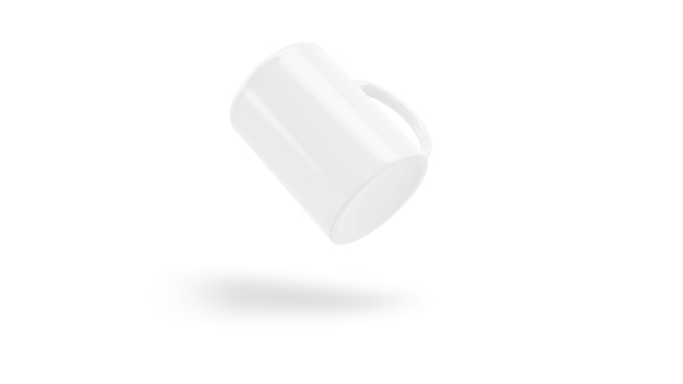 White ceramic cup mockup flying isolated