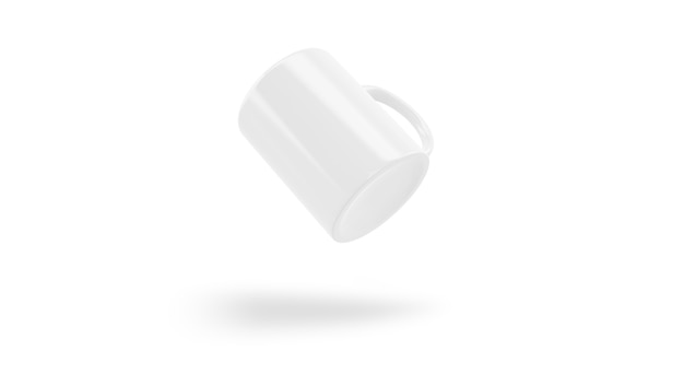 White ceramic cup mockup flying isolated