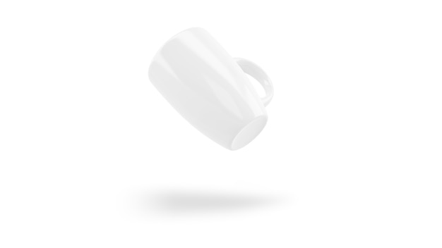 White ceramic cup mockup flying isolated