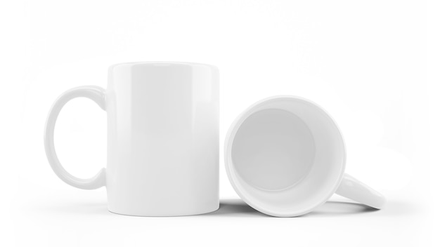 White ceramic mug mockup isolated