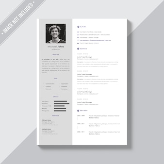 White cv template with silver details