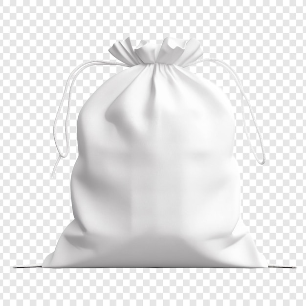 Free PSD white drawstring bag packaging isolated on transparent background