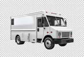 Free PSD white food truck isolated on background