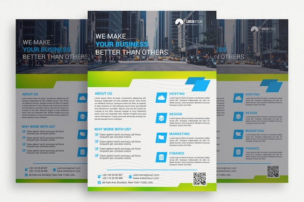 White and green business brochure