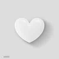 Free PSD white heart shape 3d render illustration