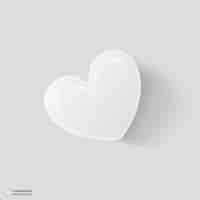 Free PSD white heart shape 3d render illustration