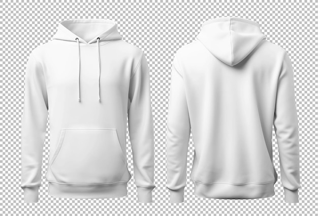 White Hooded Sweatshirt on Transparent Background