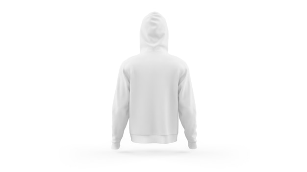 White hoodie mockup template isolated, back view
