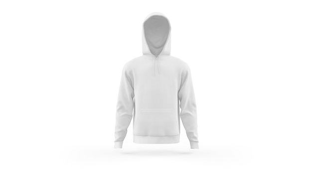 White hoodie mockup template isolated, front view