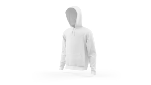 White hoodie mockup template isolated, front view