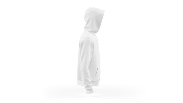 White hoodie mockup template isolated, side view
