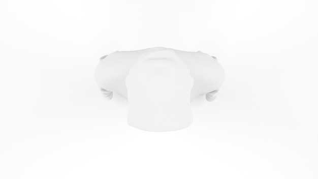 White hoodie mockup template isolated, top view