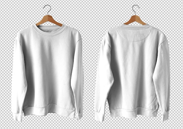 Бесплатный PSD Белый изолированный свитер спереди и сзади