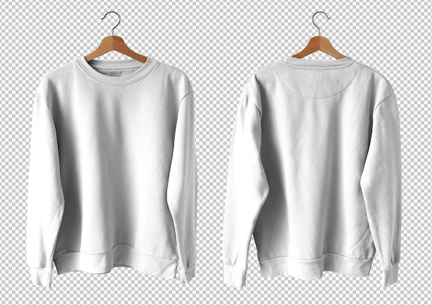 無料PSD 白い孤立したセーターの前面と背面