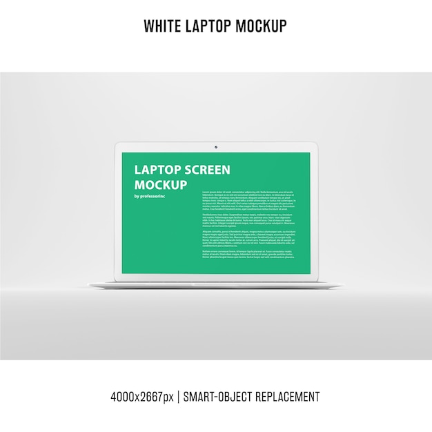 Free PSD white laptop mockup