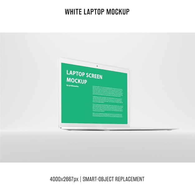 Free PSD white laptop mockup