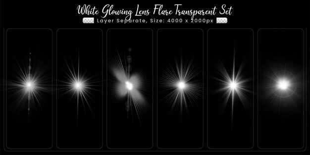 White lens flare with abstract lens lights collection