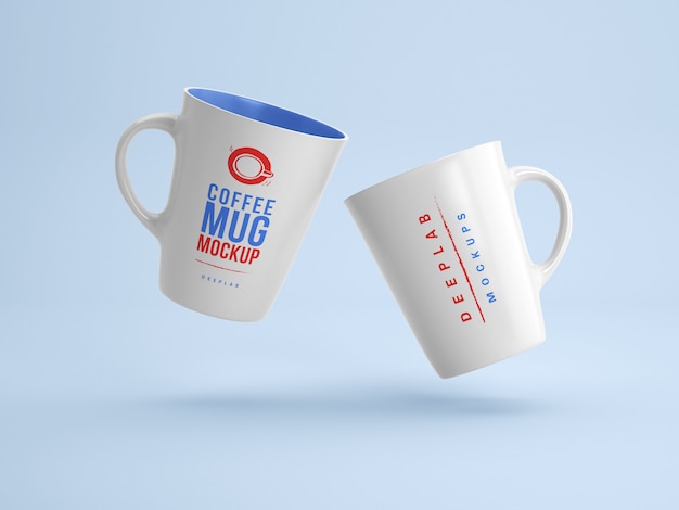 White mugs with editablecolor mockup