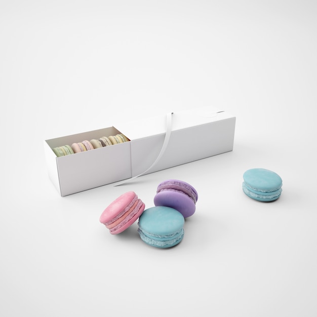 White package with macarons – Free PSD download