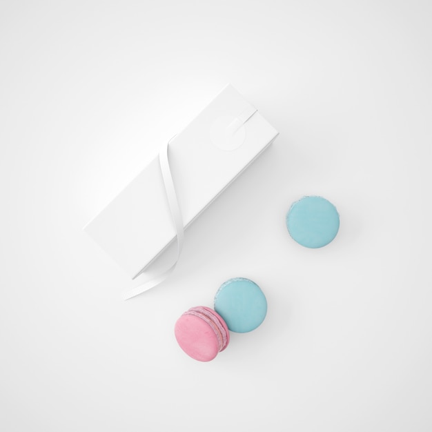 Free PSD white package with macarons