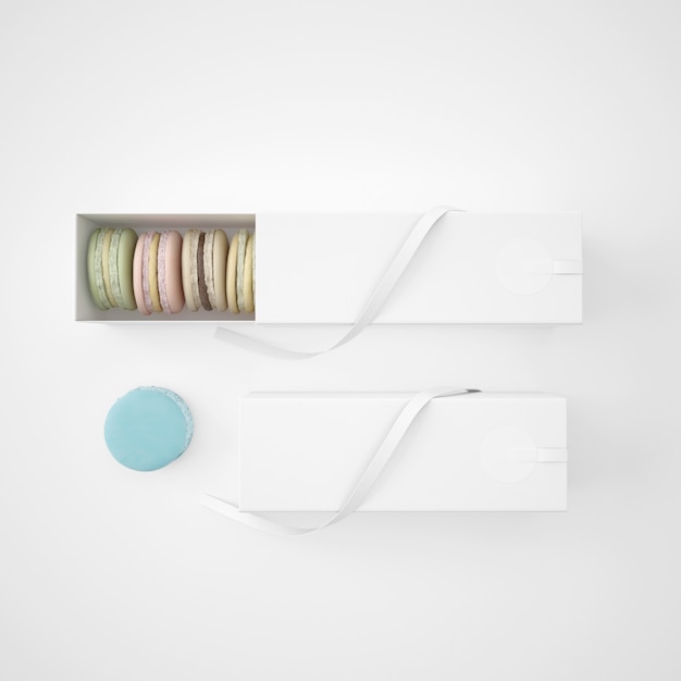 White packages with macarons