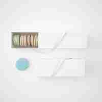 Free PSD white packages with macarons