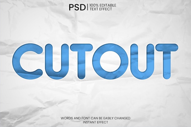 Free PSD white papercut texture text effect