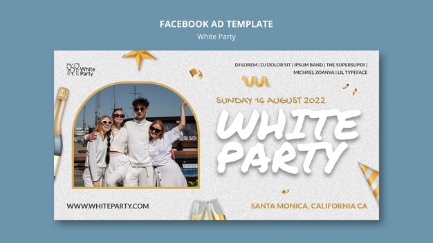 white party facebook template with decorations