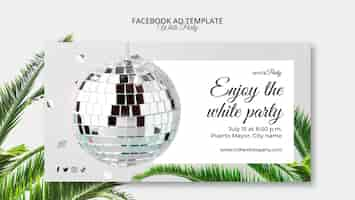 Free PSD white party facebook template with leaves