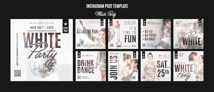 Free PSD white party instagram post template