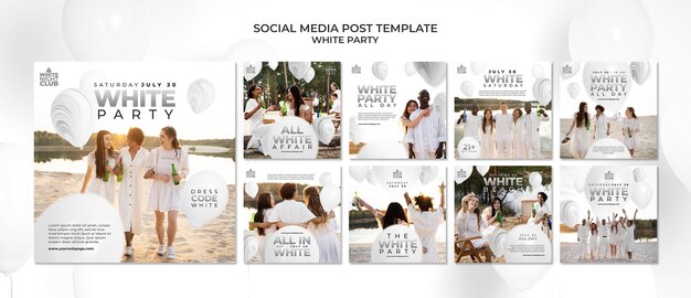 ホワイトパーティーのInstagramの投稿コレクションと風船