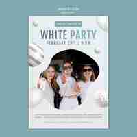 Free PSD white party invitation template with balloons and spheres