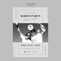 PSD gratuito modello di invito a una festa bianco con design monocromatico