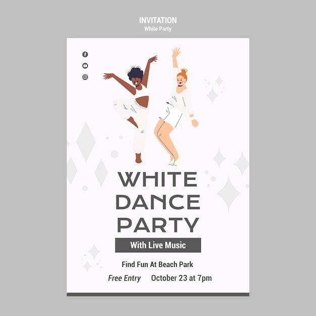 PSD gratuito modello di invito a una festa bianca