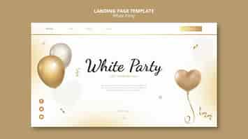 Free PSD white party landing page template with balloons