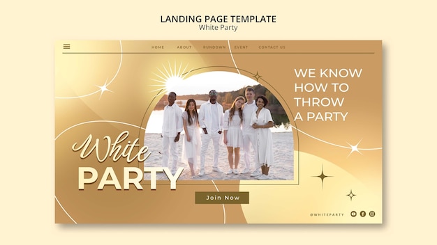 Free PSD white party landing page template