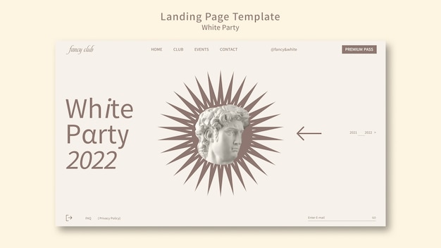 Free PSD white party landing page template