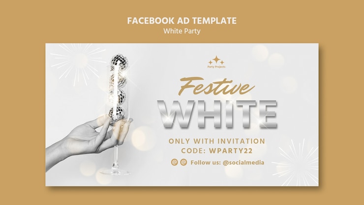 Free PSD white party night facebook template