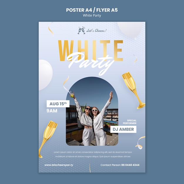 White party poster template with glasses